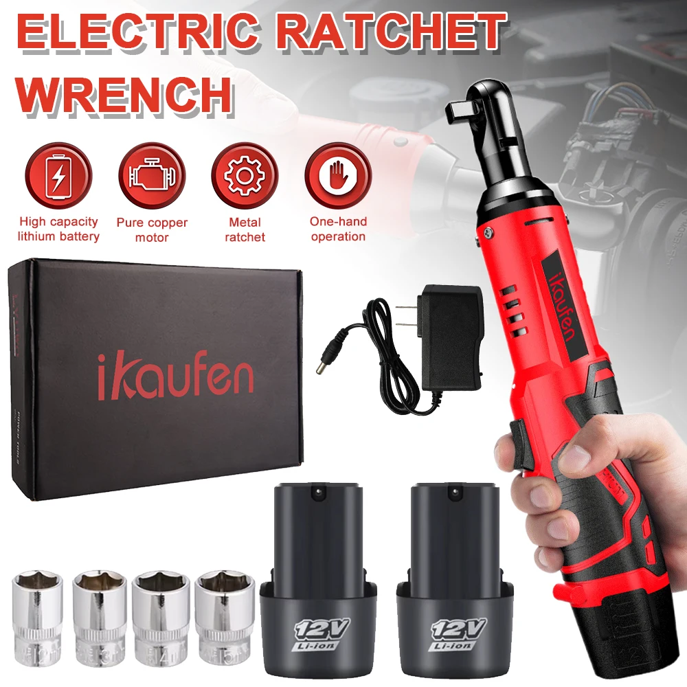 

18V Impact Wrench Cordless Rechargeable Electric Wrench 3/8 Inch Right Angle Ratchet Wrenches Impact Driver Power Tool