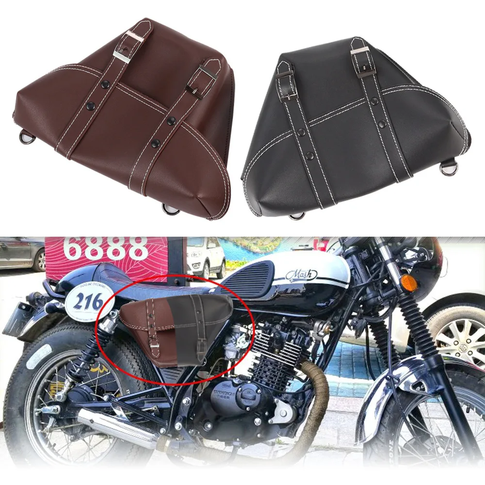 

1 Pair Motorcycle Side Saddle Bag PU Leather Classic Motorbike Tool Saddlebag For Universal Cafe Racer Honda CB Custom Japstyle