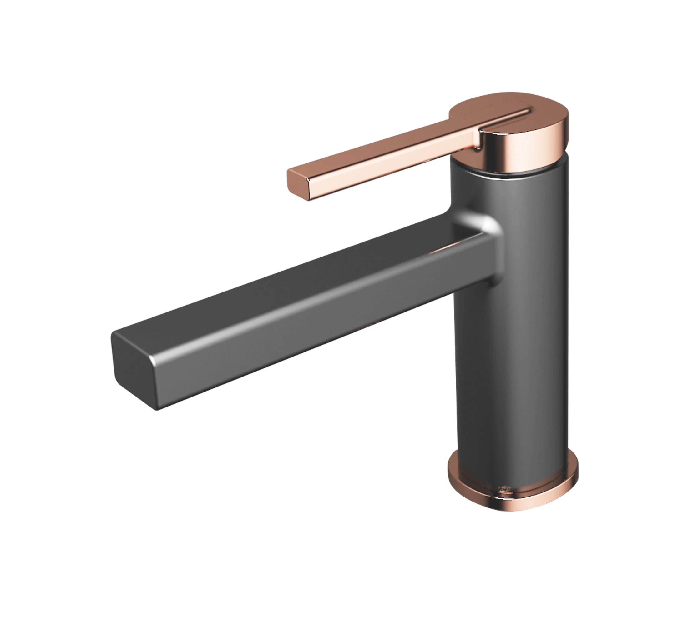 Hot Selling Brass Material Single Handle Rose Gold and Black Basin Faucet
