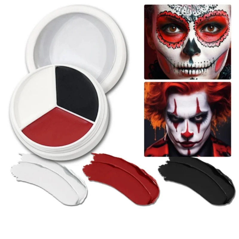 Halloween Makeup Palette Face Body Paint Makeup Wheel White Black Red Waterproof Zombie Skeleton Cosplay Makeup Face Painting