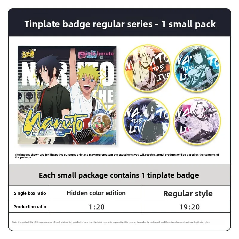 KAYOU Officially Licensed Naruto Metal Badge Box The Live Series Sealed Blind Box 6 Packs Tin Pin Collection Cosplay Favor Gift