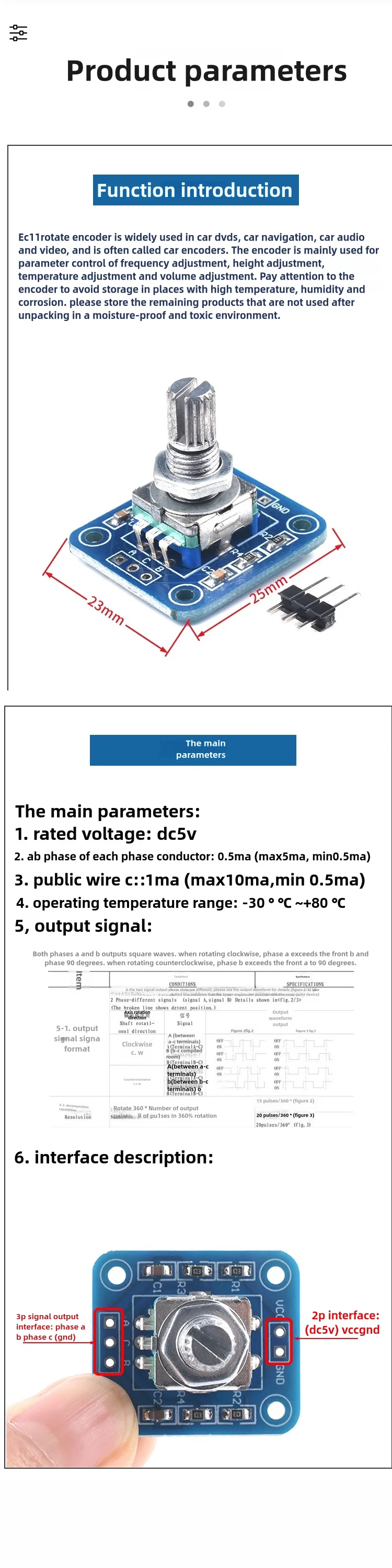 360-Grad-EC11-Drehgebermodul für ARDUINO-Kodierungsmodul – Detail 3