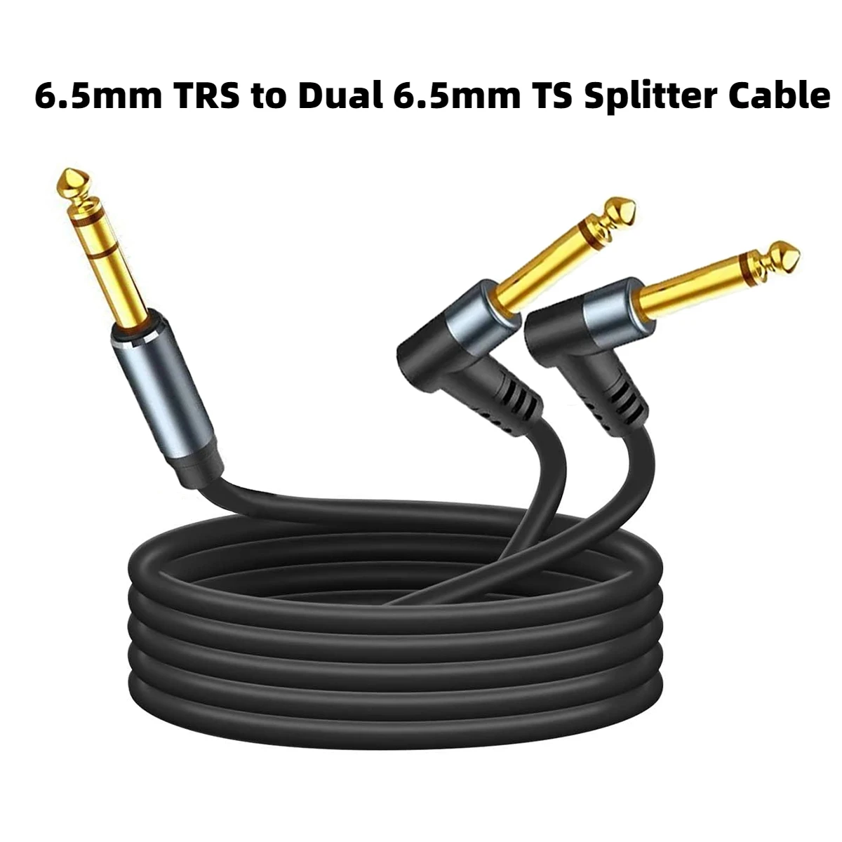 

6.5mm 1/4 inch TRS Stereo To Dual 1/4" TS Y Splitter Right Angle Insert Cable Stereo 6.35m to 2x6.35mm Mono Breakout Audio Cable