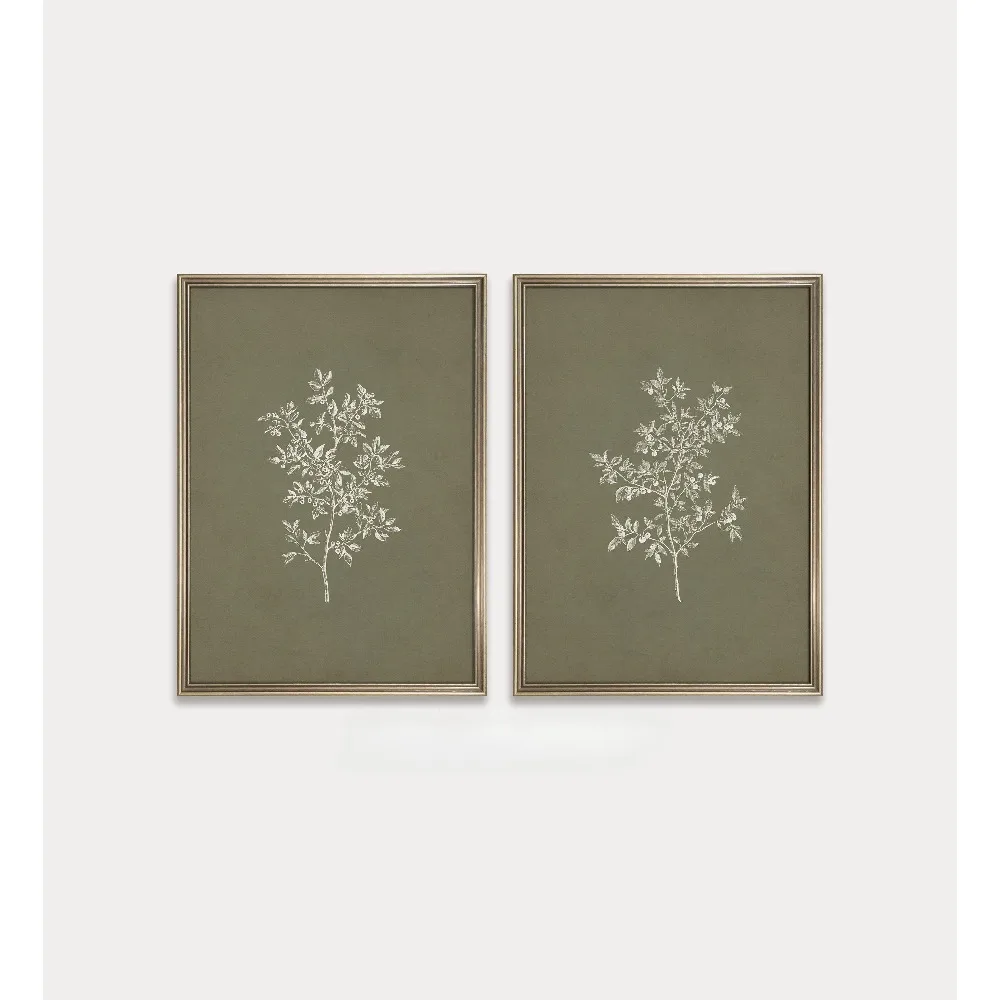 2PCS Large-sized frameless canvas paintings,2pcs Frameless French Country Plant Printing,Neutral Cottage Wall Art Canvas Paintin