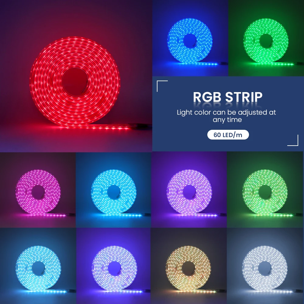 AC 220 V 110 V Wasserdicht 5050 RGB LED Streifen Flexible Band Licht RF Bluetooth APP Tuya WiFi Steuerung IP67 außen Lampe Wohnkultur