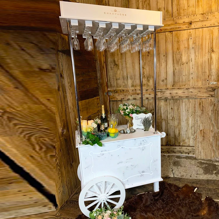 Decoracion Eventos Luxury Wedding Party Sweet White Candy Display Champagne Cart view 4