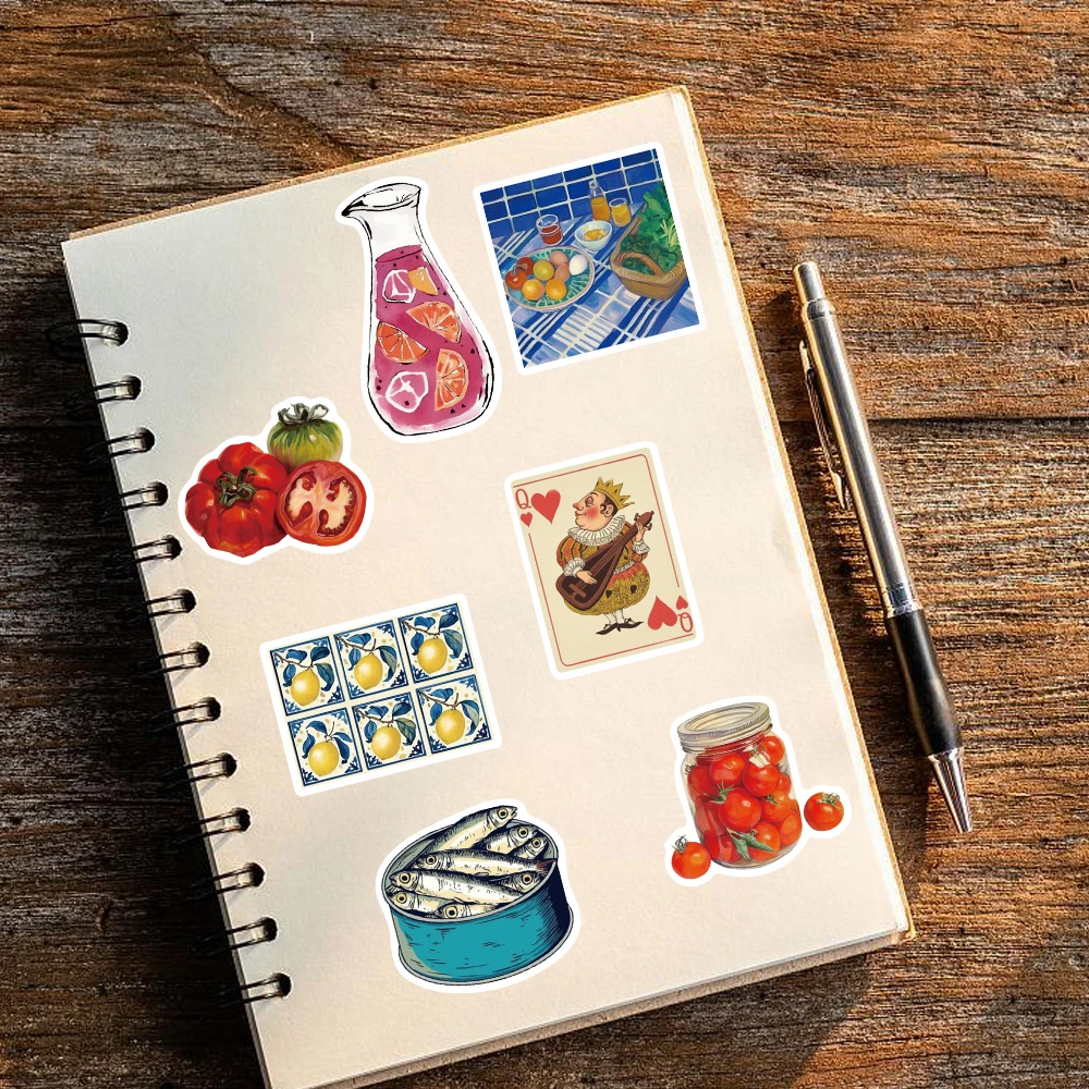 50 個地中海トマトステッカーかわいいラップトップ美的落書きルームスケートボード防水スクラップブッキング電話ステッカー