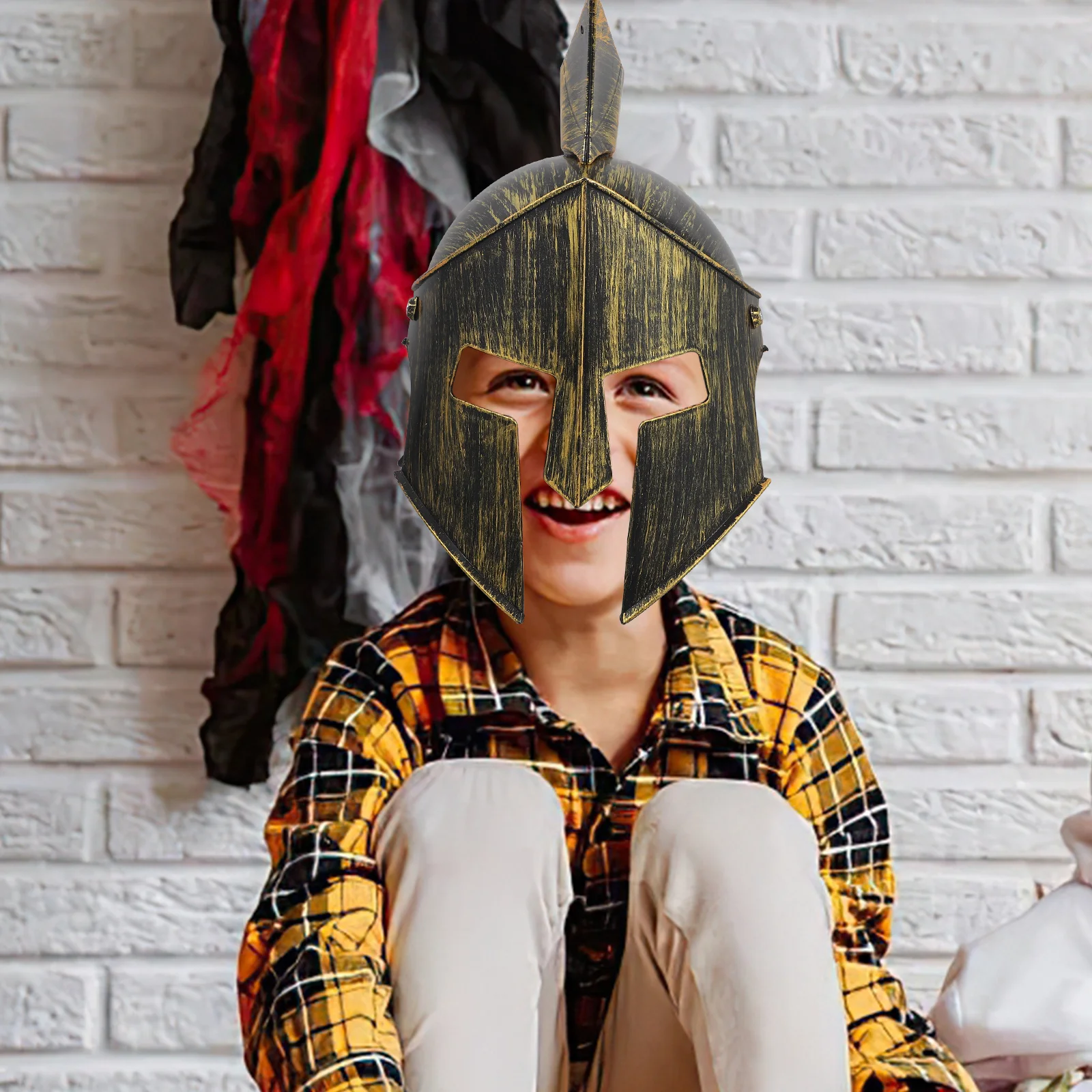 Fantasia de soldado romano masculino, cosplay medieval, acessório de carnaval, chapéu de guerreiro grego, acessório de festa