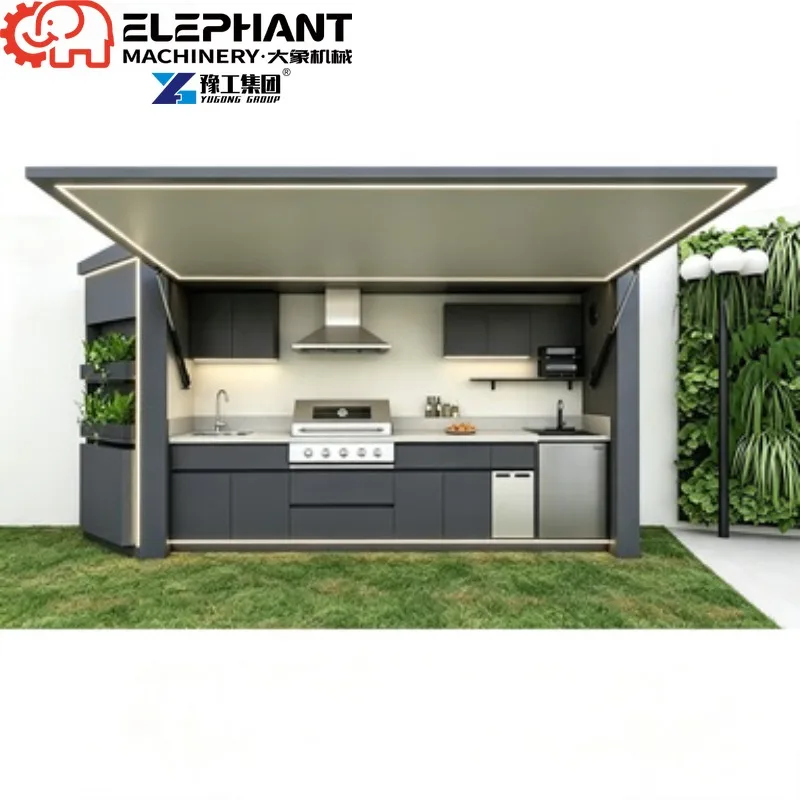 Stainless Steel Outdoor Kitchen Cabinet Foldable Modular Chrome Plated BBQ Station With Remote Control & Flame Protection