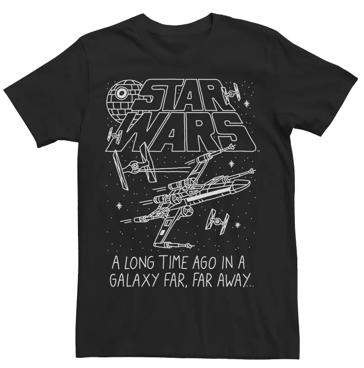 Męska koszulka Star Wars, retro streetwear w stylu science fiction, miecz świetlny Dartha Vadera, klasyczne logo Star Wars, odpowiednia do noszenia na co dzień