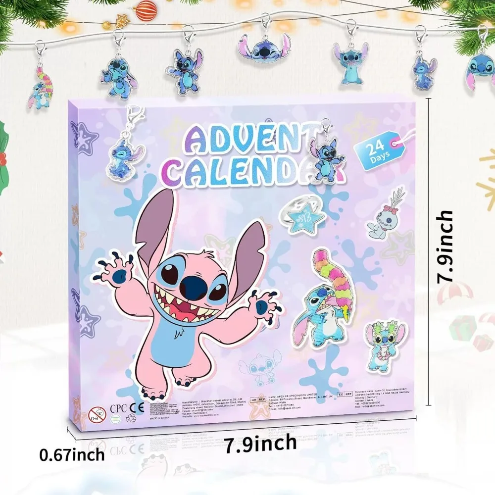 Stitch Christmas Advent Calendar Disney Bracelets 24 Days Xmas Countdown Calendar Necklace Diy Jewelry Making Kit for Girl Gift