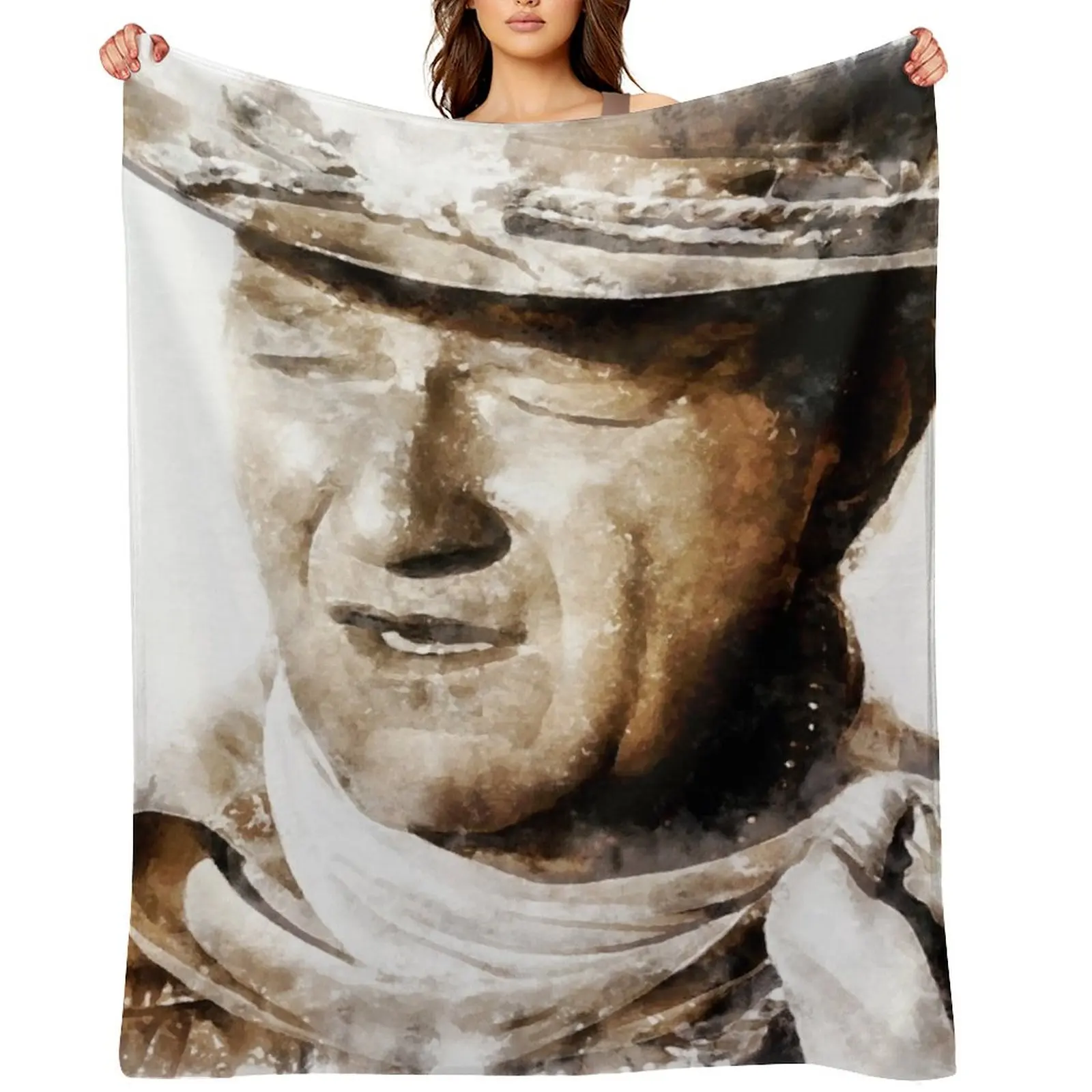 

The portrait of John Wayne Throw Blanket Luxury Throw Single Beautifuls Furrys Blankets