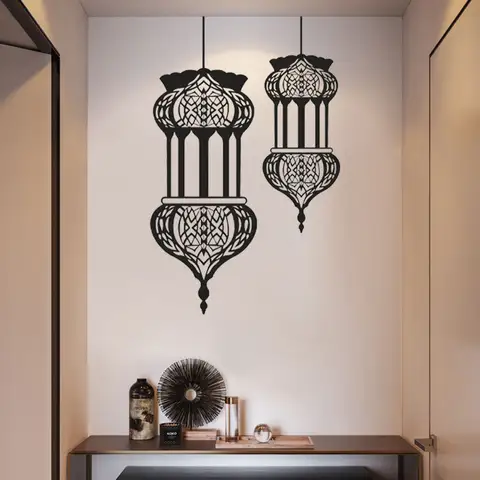 Islamic Lantern Decals Vinyl Art Home Decor Room Bedroom Muslim Arabic Mosque Ramadan Wall Sticker Removable Interior Mural S701