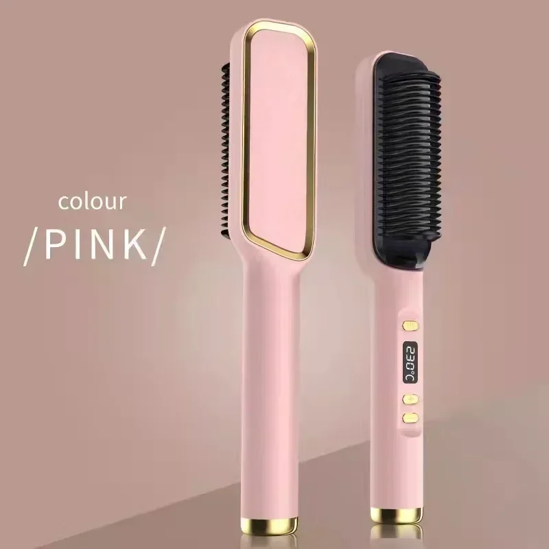 Multifuncional Aquecimento Elétrico Alisamento De Cabelo, Curling Iron, Negativo Ion Alisamento Pente, Anti-Scald Styling Tool