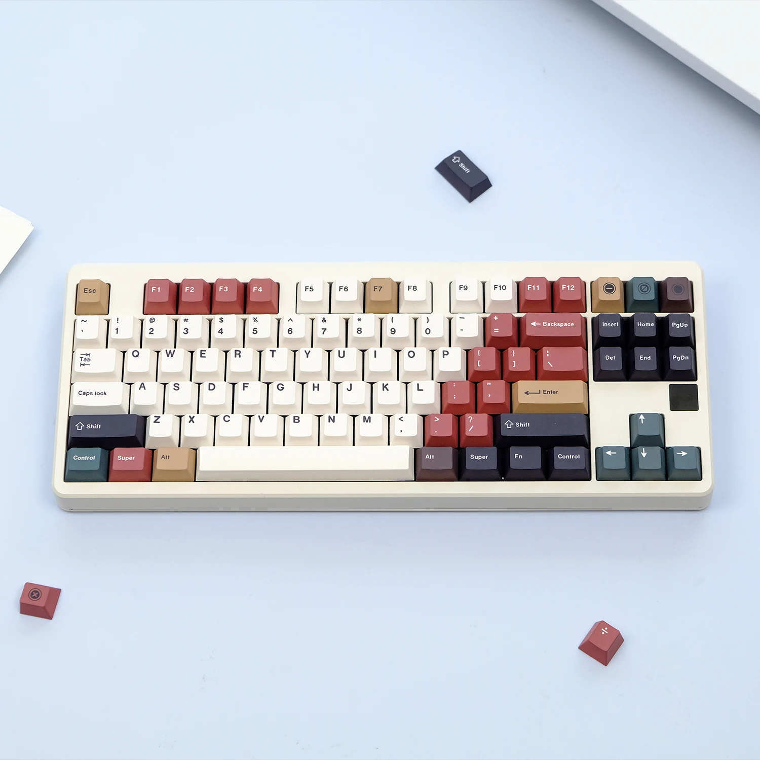 KYOMOT 128 Keys Retro Mixed Lights Keycap PBT Dye Sub Cherry Profile Traffic lights Style Keycaps for MX Switch Custom Keyboard