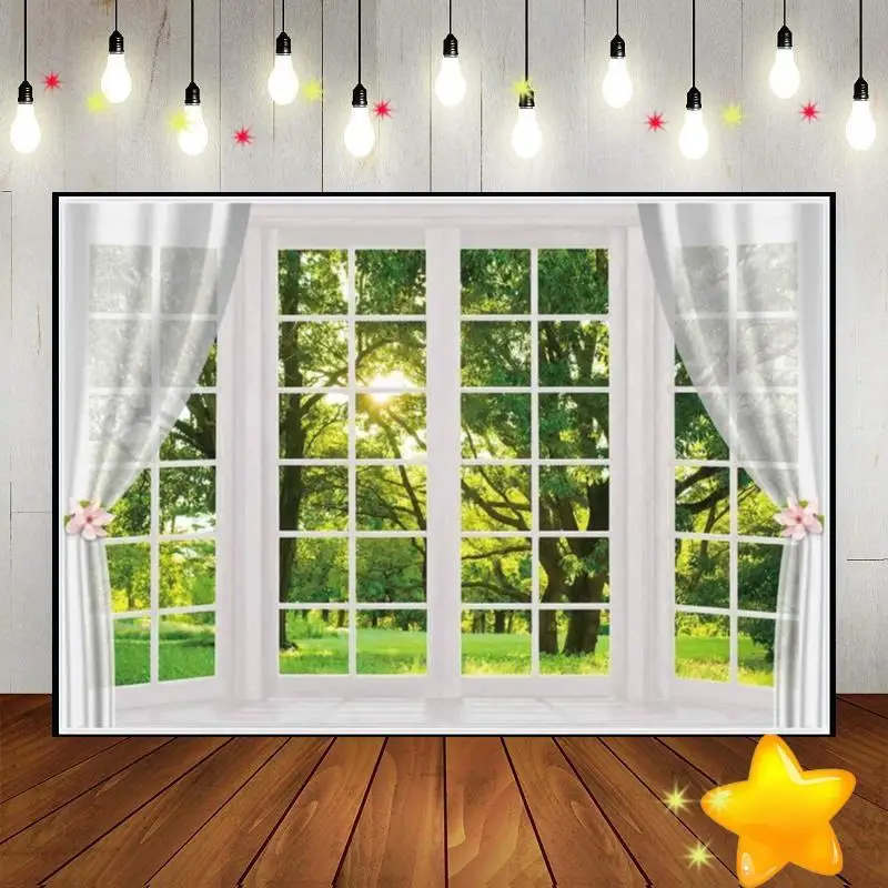 Office Window Video Conference Studio Background Baby Shower Decoration Photography Backdrops Banner Birthday Photo Surprise Bar