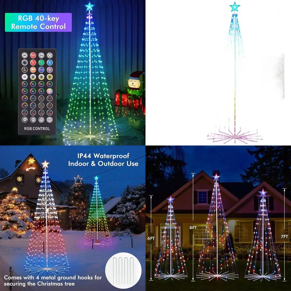 

Розумная рождественская елка со светодиодной подсветкой RGB на 8 футов с приложением и пультом дистанционного управления, световое шоу «сделай сам», синхронизация музыки для праздничного декора