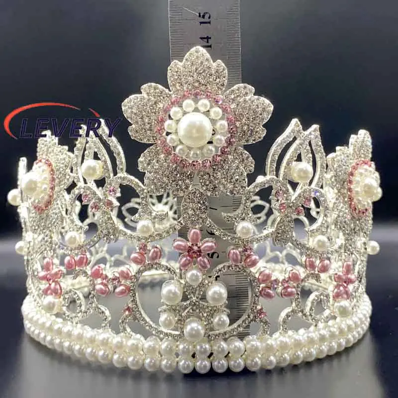 Levery Design 2022 Miss international Crown Rhinestone Bridal Tiaras  Round Crowns Wedding Hair Accessories for Pageant Fans