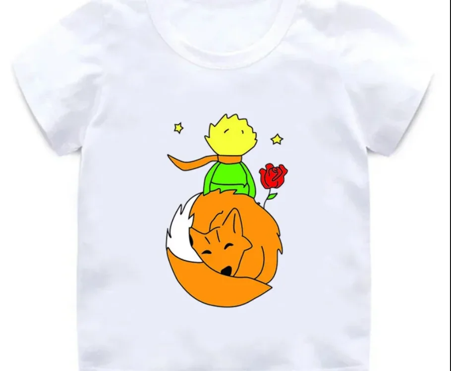 2024 Summer Kids T-Shirts Little Prince Art Printing Cute Cartoon Baby Boys T shirt Short Sleeve Children Tops Girls Clothes