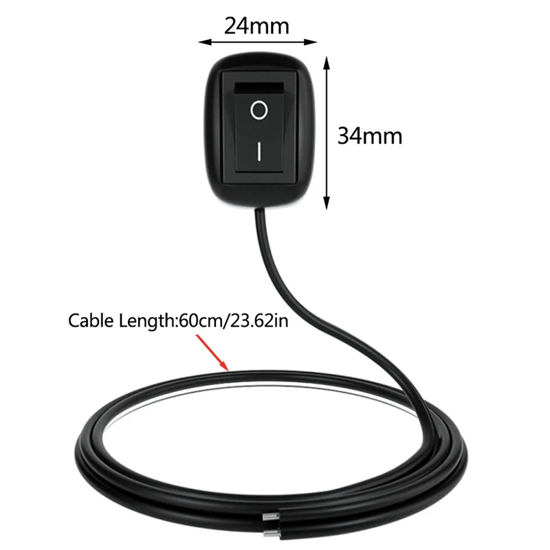 1pcs DC 12V Universal Car Switch Paste Type Toggle Switch with Cable 60cm For Fog Lights, DRL, LED Light Bar, etc