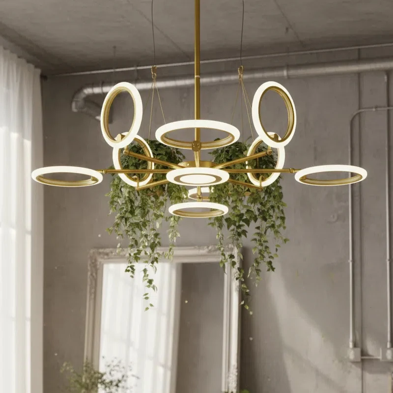Big Size LED Ceiling Lamp Stainless Steel Circular Hall Pendant Light 110cm Chandelier 43inch Indoor Lighting White/Warm Lights