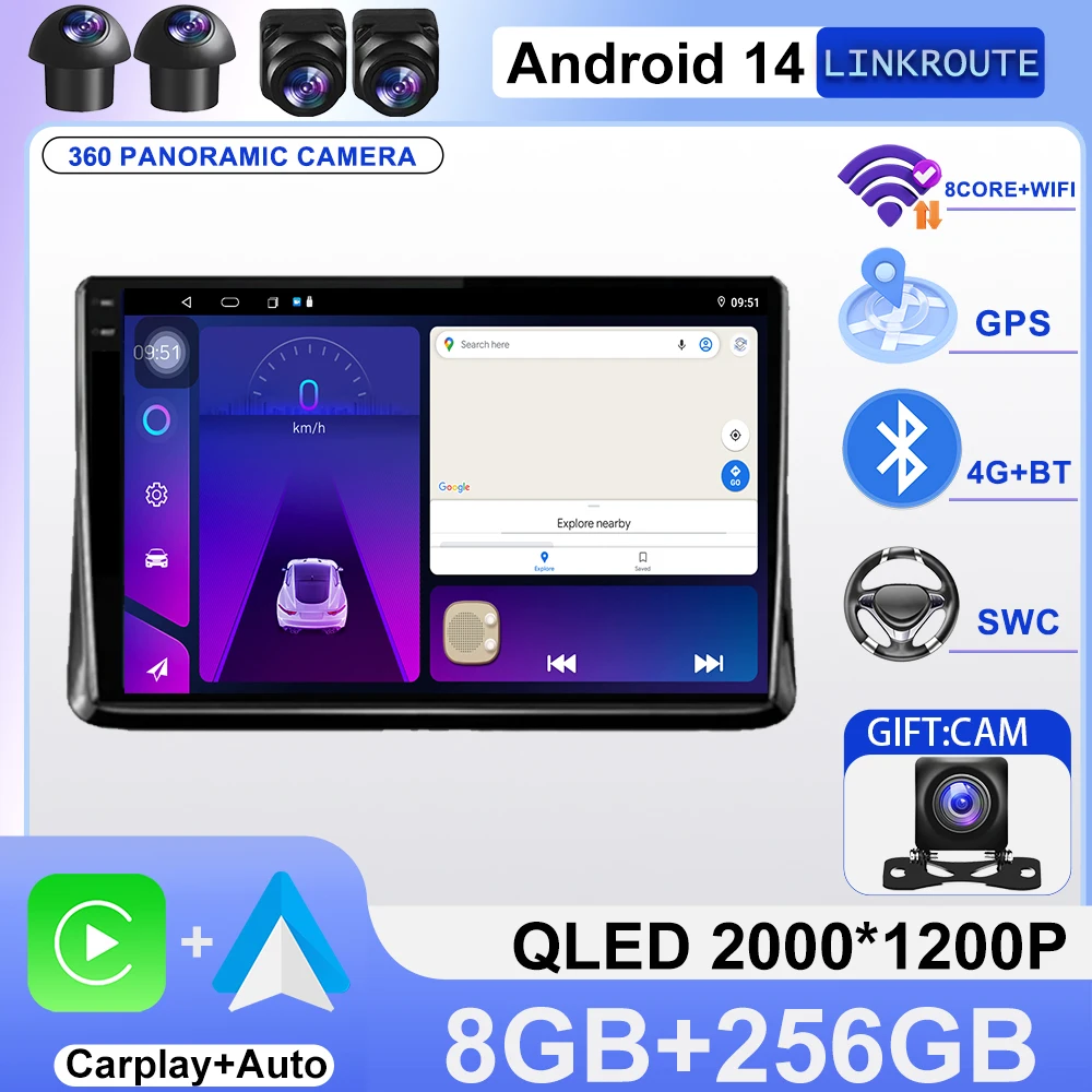 

Android14 2din Auto для Toyota Noah Esquire Voxy 2014 2015 2016-2020 Автомобильный радиоприемник Мультимедийный плеер GPS-навигация Поддержка Carplay