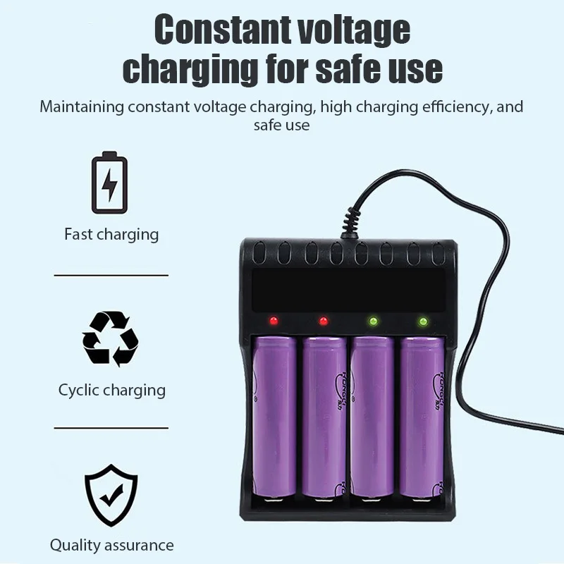 

18650 Battery Charger 4 Slots Dual 18650 Charging 3.7V Rechargeable Lithium Battery USB Charger For 16340 14500 18650 26650