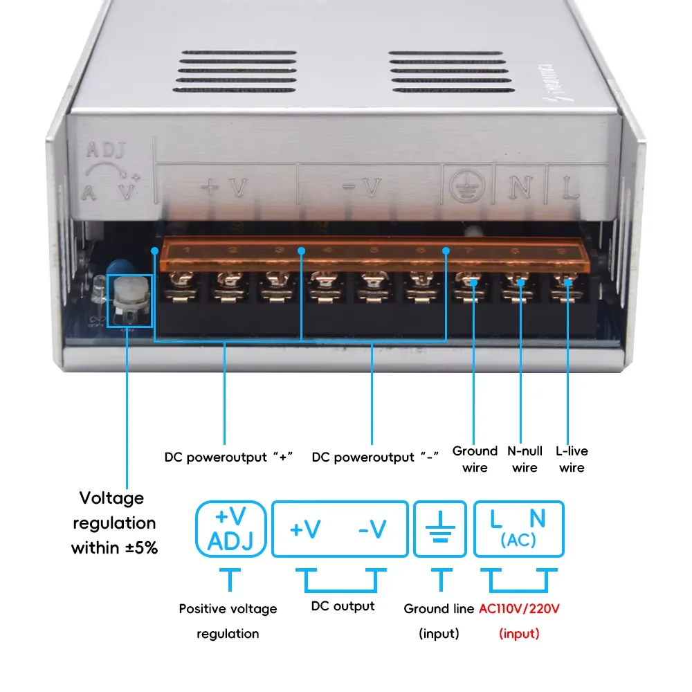 400 واط 500 واط 600 واط 800 واط تحويل التيار الكهربائي محول الضوء التيار المتناوب 110 فولت 220 فولت إلى تيار مستمر 5 فولت 12 فولت 24 فولت 36 فولت 48 فولت مصدر إمداد الطاقة ل Led #4
