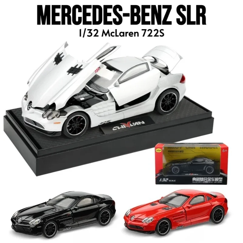 Simulation 1:32 Benz SLR McLaren 722S Linkage Sports Car Alloy Toy Car Model Sound and Light Pull Back Diecast Toy Vehicle Gift