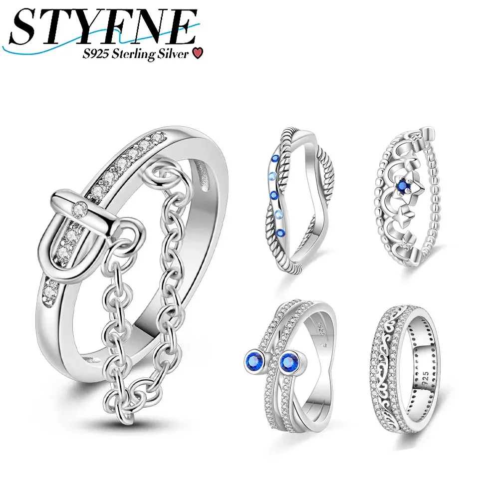 Sterling zilver 925 hoogglans herdenkingsserie brede ring riem kwastje ingelegde steen met elkaar verweven ring prachtige sieraden cadeau