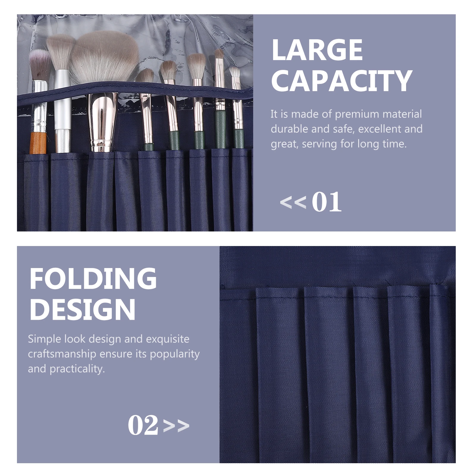 メイクブラシオーガナイザーバッグ 軽量防水素材 コンパクトローリングケース 化粧品 口紅 旅行用