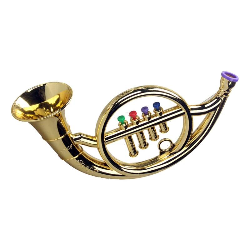 French Horn 4 Colored Keys Early Education Musical Toy Props Play Mini Musical Wind Instruments For Children Toy