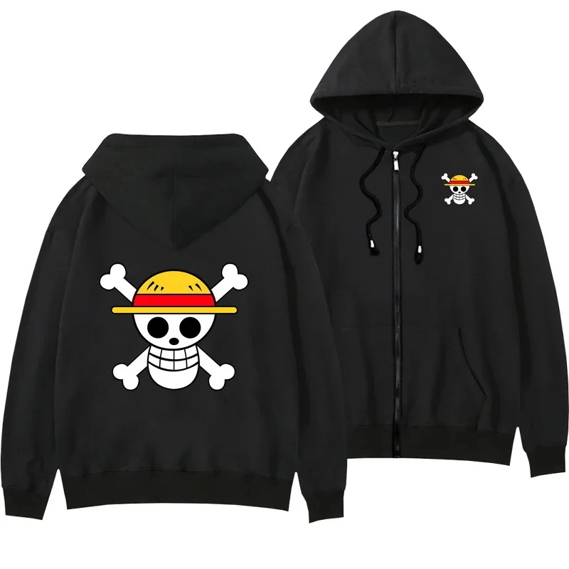 One Piece Anime Zipper Hoodie 2025 Autumn/Winter Men's and Women's Anime Hoodie Y2K Style Loose Super Large Cap Hoodie