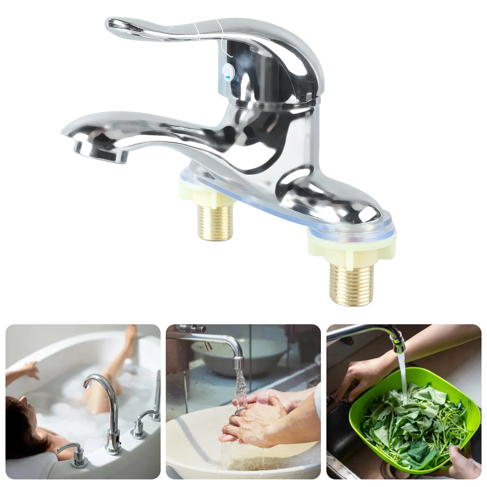 بالوعة الحمام صنبور سبائك الزنك 2 حفرة مقبض واحد المياه الساخنة والباردة صنبور حوض خلاط للمنزل فندق #2