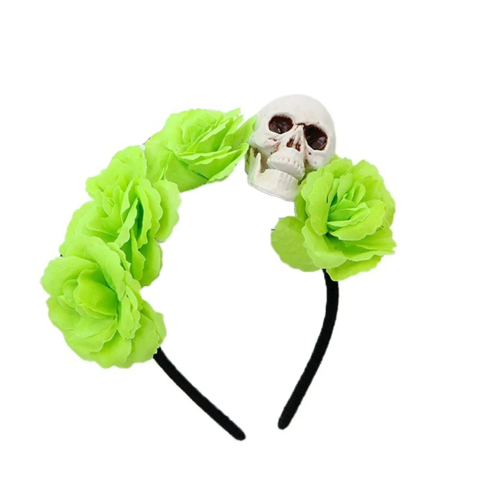 

Exaggerated Skull Head Headband Halloween Decor Simulation Flower Halloween Hair Hoop Funny Colorful Gothic Flower Hairband