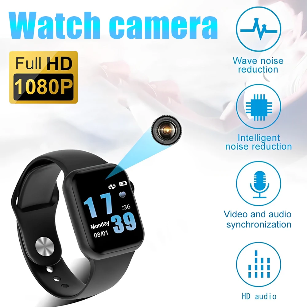 4-256GB Smart Watch 1080P Mini Camera Audio Video Recorder Intelligent High-definition Video Noise Reduce Recording Smart Watch