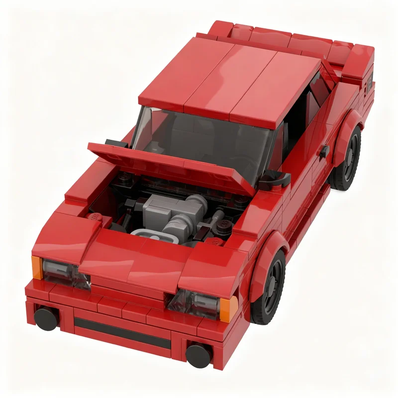 438pcs MOC City Champions Fordes Mustangs Foxbody Cobra Model Building Blocks Toy Collection Idea Display Creative Art DIY Craft
