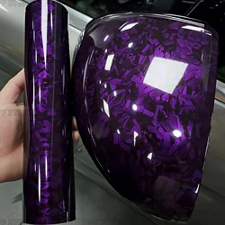 Carbon Fiber Film Glossy Purple Car Body Film Forged Carbon Vinyl Wrap Film Self Adhesive Decal Sticker for Car Accessories