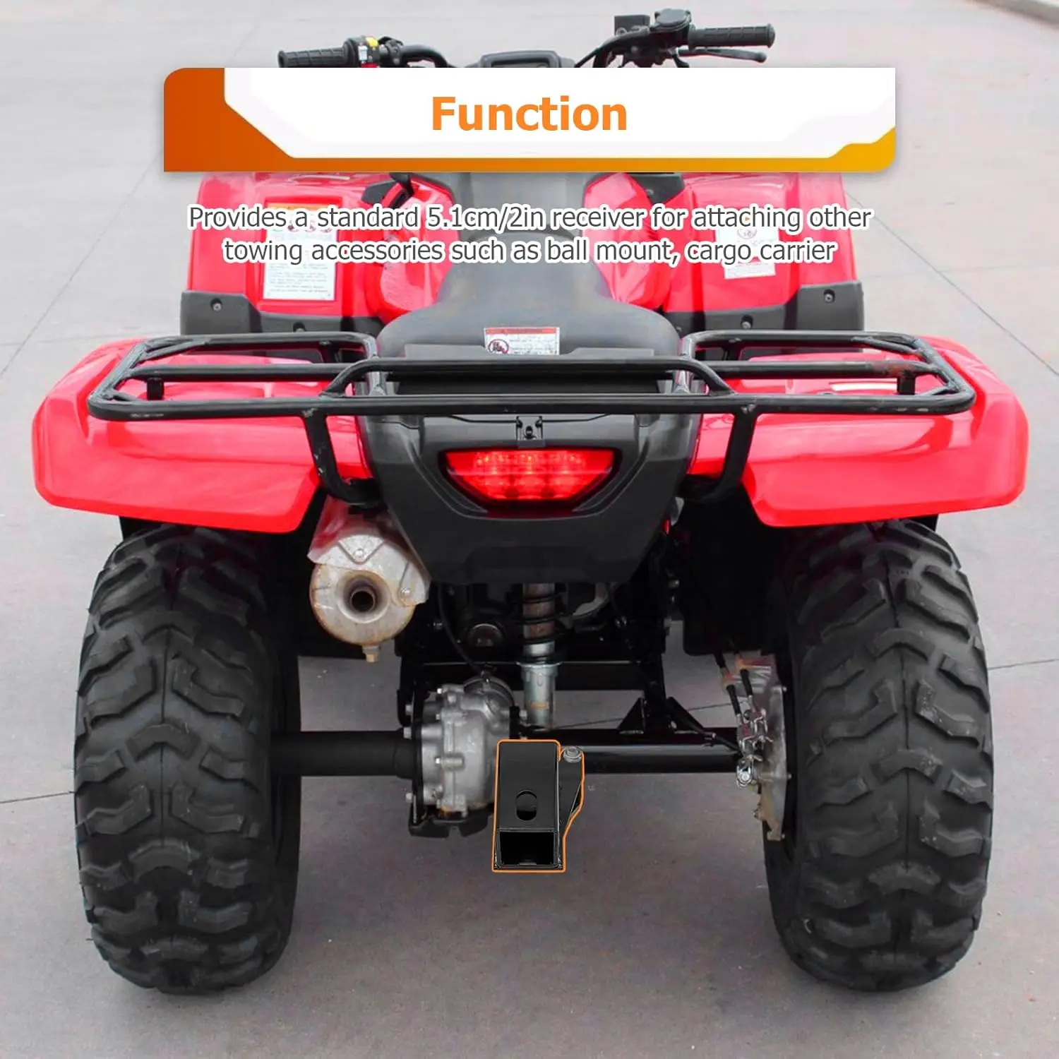 جهاز استقبال وصلة المقطورة الخلفية مقاس 2 بوصة لسيارة Honda Foreman/Rancher/Rubicon TRX450/500/520 2001-2025 #4