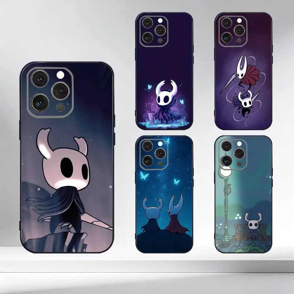 

H-Hollow G-Game K-Knight Phone Case For iPhone 17,16,15,14,13,12,11 Plus,Pro Max,XS,Soft Silicone Black Cover
