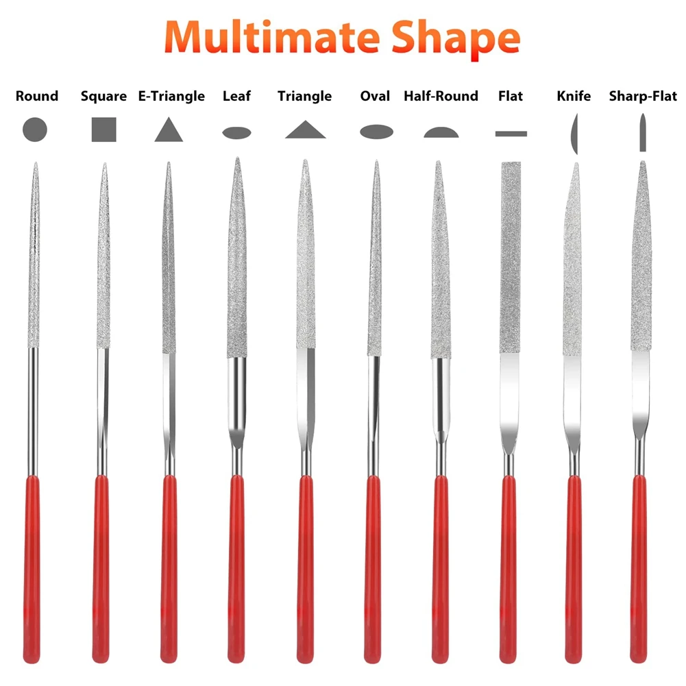 AB42-Pack Of 20, Diamond Needle Files Set Jewellery Hand Files Tooth File Tool Set Accessory Part