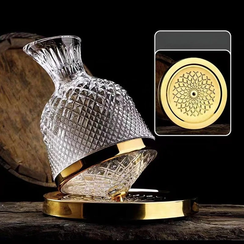 Crystal Glass Rotating Decanter Tumbler Design European Carved Wine Separator Premium Household Wine Aerator