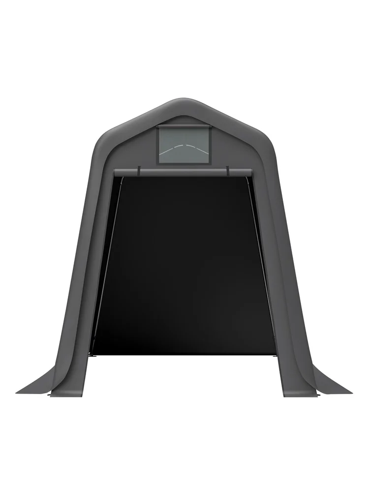 Grijze fietsopbergtent 245x183x217cm, gebruik voor behuizing, motorfiets of carport, winddicht waterdicht PE-materiaal met jaloezieën - afbeelding 2