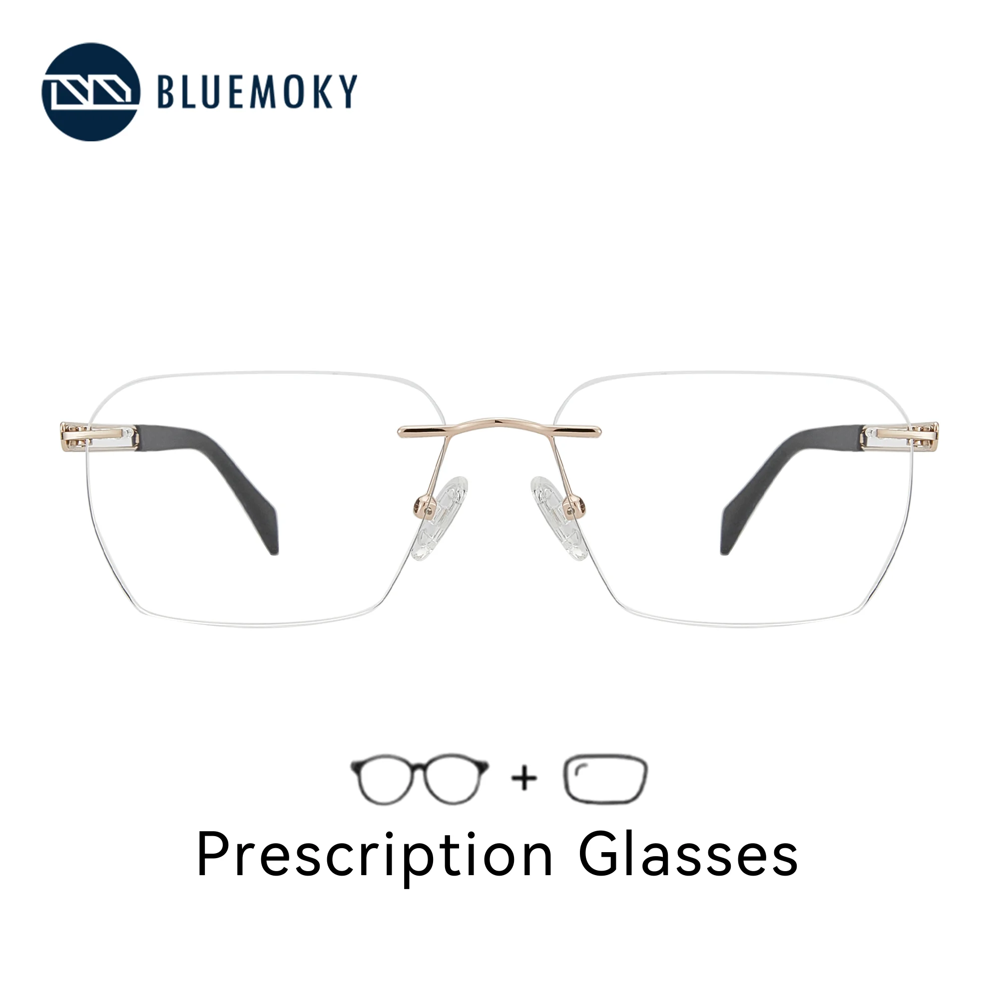 

BLUEMOKY M размер модные многоугольные очки по рецепту на заказ для мужчин без оправы прямоугольные оптические очки для близорукости фотохромные