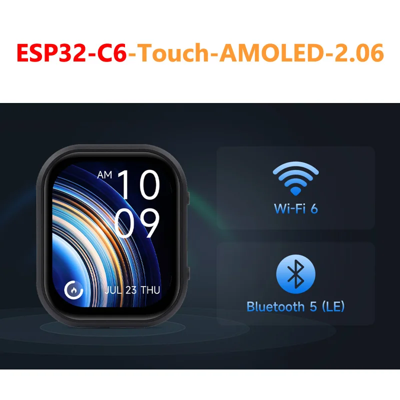 ESP32-C6 Placa de desenvolvimento de relógio de toque AMOLED de 2,06 polegadas ESP32-S3 2.06 polegadas DeepSeek AI Chat de voz