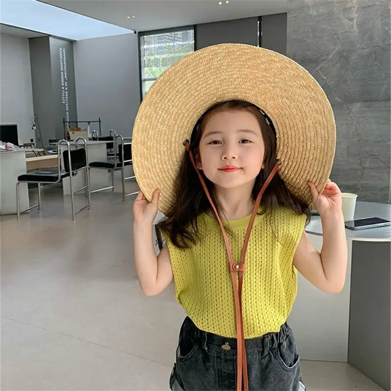 

2024 Girls Summer Vest Fashion Childrens Korean Edition Fashion Sleeveless Top Baby Girls Summer Clothes