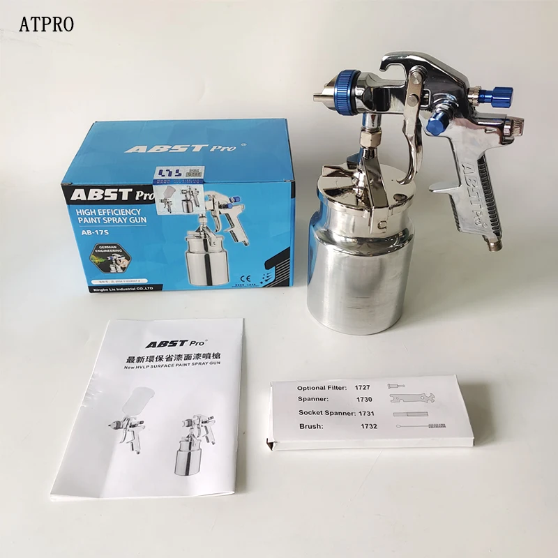 

ABST lower cup pneumatic spray gun AB-17S upward suction spray gun 1.7 nozzle car primer / furniture spray paint tool