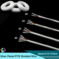 1M/5M Transparent Silver Plated OFC PTFE Shielded Wire Sq.0.15~0.5mm 2 3 4 6 cores Hifi Audio Amplifier Speaker Headphone Cable