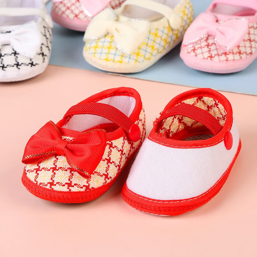 0~18M Cute Bowknot Newborn Baby Shoes Toddler Baby Girl First Walkers Soft Sole Infant Baby Girls Flats Pink Shoes