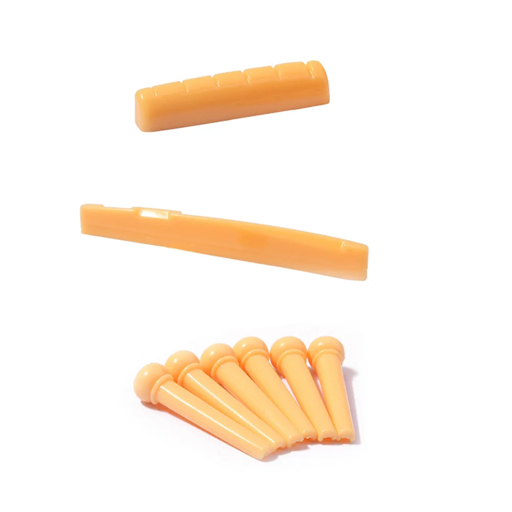 

Guitar Accessories Set 6pcs Ultra Thin Plastic Saddle Bridge Nut Replacement Parts Standard Size Portable